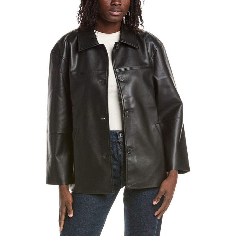 Reveriee Womens Faux Leather Jacket, Black